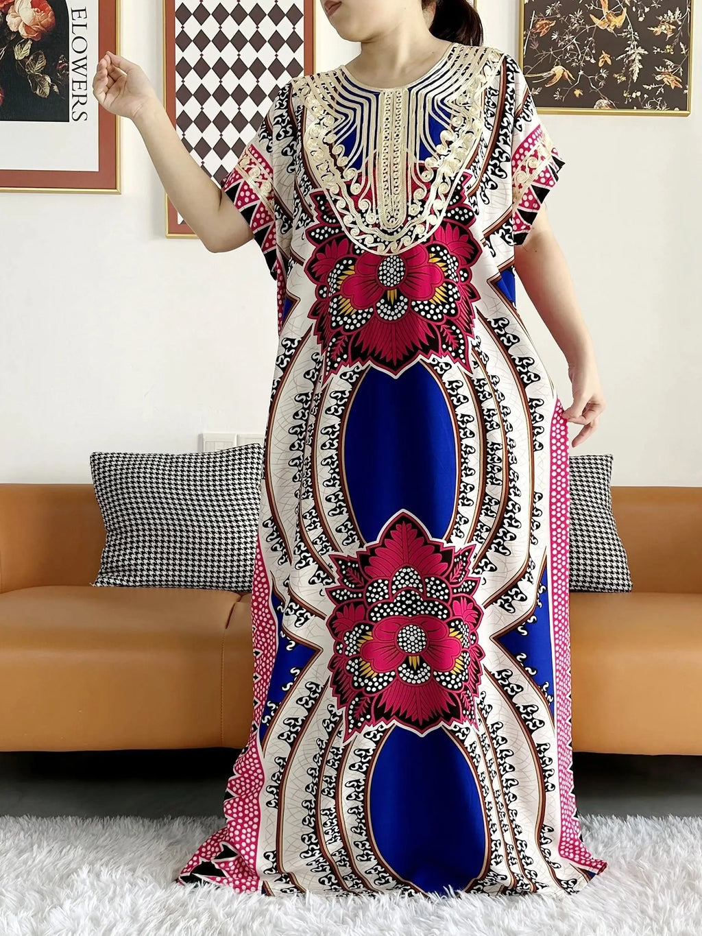 High Grade Design Dubai Women Abaya Long Sleeve Autumn  Dress Cotton With Big Scarf Boubou Maxi Islam Women Dress African Abaya