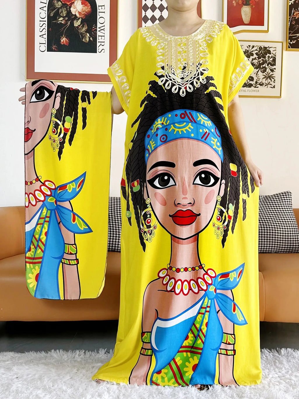 New Style African Summer Short Sleeve Dashiki Dresses Flora Loose Boubou Maxi Islam Women Casual Dress African Abaya Clothes