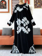 Latest Party Dress Tie-dry Printed Cotton Women Boho Maxi Dress Casual Holiday Fashion Party Dresses Indie Folk African Vestidos