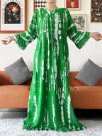 New Style African Dashiki Print Long Sleeve Loose Cotton Elegant Women  Abaya Long Dress Summer Maxi Casual Dresses Vestidos