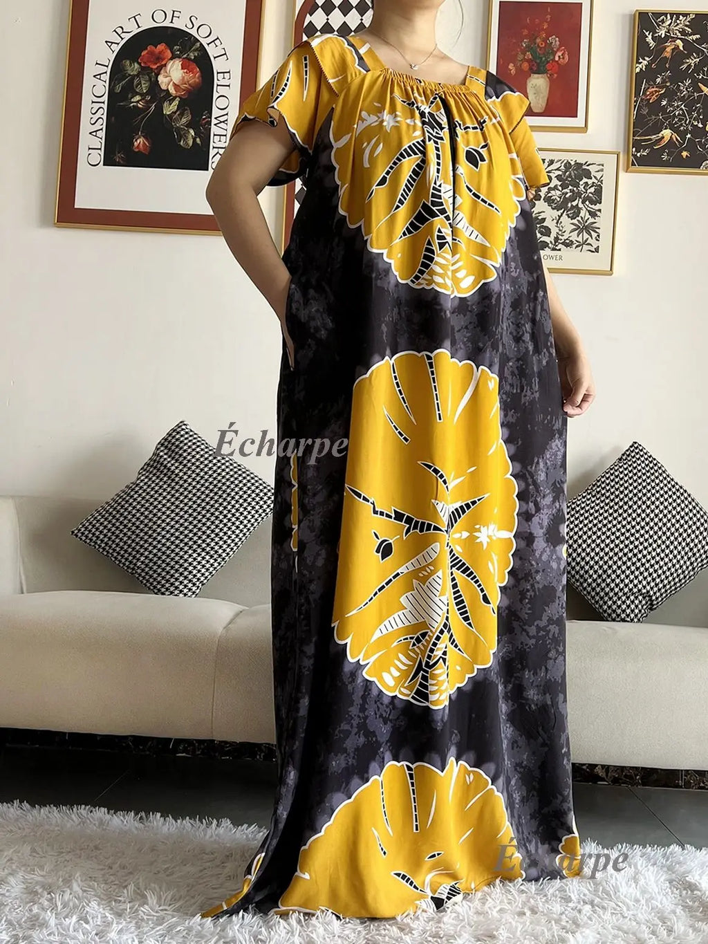 High Grade Design Dubai Women Abaya Long Sleeve Autumn  Dress Cotton With Big Scarf Boubou Maxi Islam Women Dress African Abaya