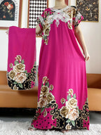 New Style African Summer Short Sleeve Dashiki Dresses Flora Loose Boubou Maxi Islam Women Casual Dress African Abaya Clothes