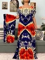 2024 Muslim Cotton Abayas For Women Appliques Printed Caftan Marocaine Femme Robe Boubou African Islam Dresses With Headscarf