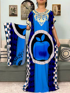 2024 Muslim Cotton Abayas For Women Appliques Printed Caftan Marocaine Femme Robe Boubou African Islam Dresses With Headscarf