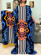 Abayas For Women 2025 Printed Cotton Soft Loose Fit Femme Robe African Islam Nigeria Dresses With 160x80 Tassels Shawl Sacrf