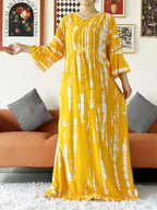 New Style African Dashiki Print Long Sleeve Loose Cotton Elegant Women  Abaya Long Dress Summer Maxi Casual Dresses Vestidos
