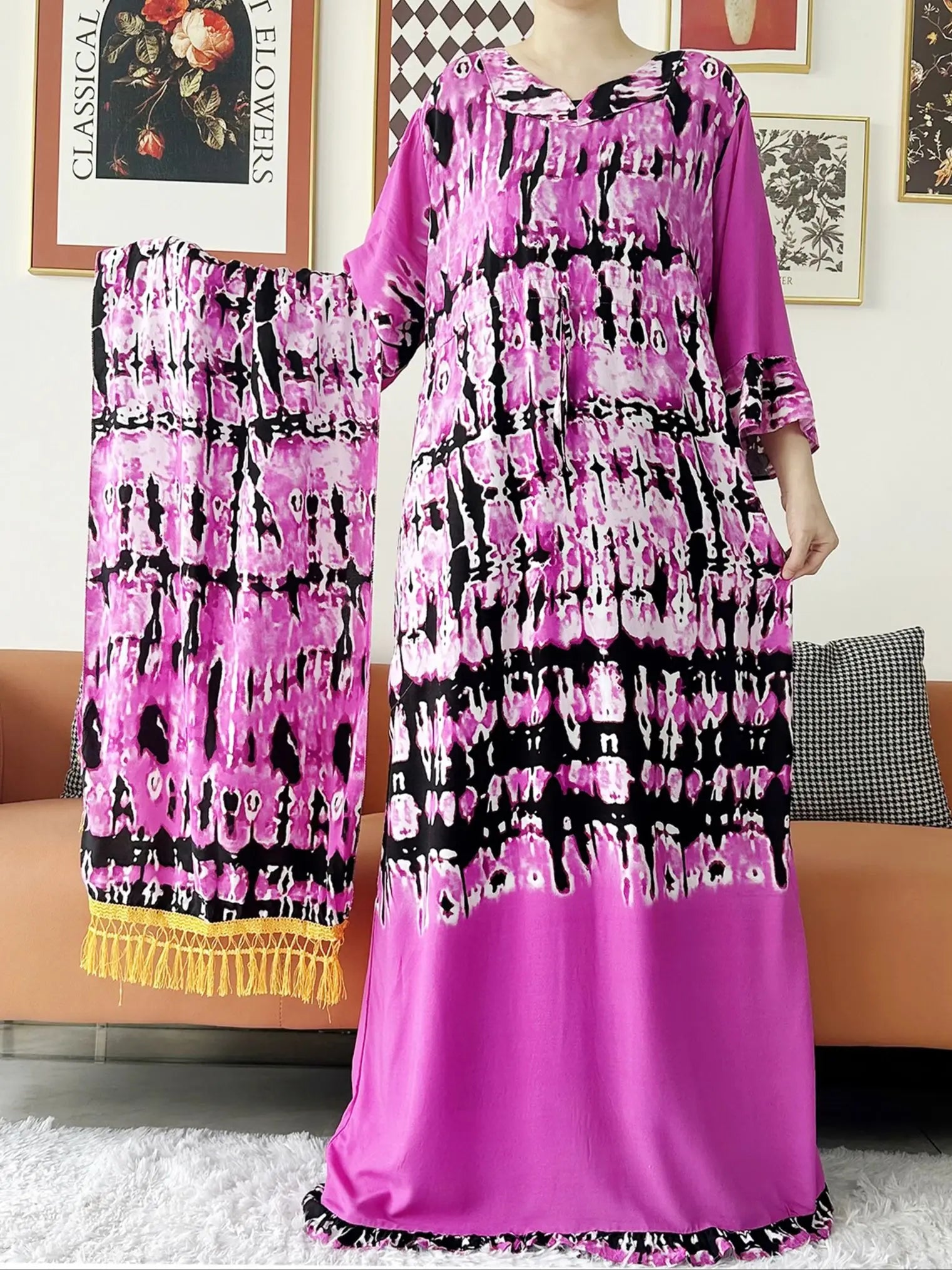 New Style African Dashiki Print Long Sleeve Loose Cotton Elegant Women  Abaya Long Dress Summer Maxi Casual Dresses Vestidos
