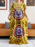 New Style African Summer Short Sleeve Dashiki Dresses Flora Loose Boubou Maxi Islam Women Casual Dress African Abaya Clothes