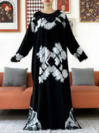 Latest Party Dress Tie-dry Printed Cotton Women Boho Maxi Dress Casual Holiday Fashion Party Dresses Indie Folk African Vestidos