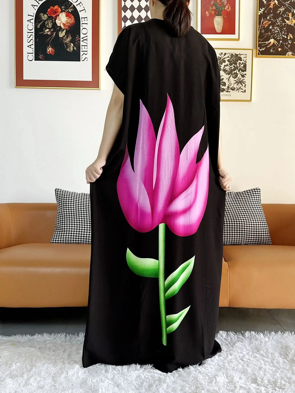 New Style African Summer Short Sleeve Dashiki Dresses Flora Loose Boubou Maxi Islam Women Casual Dress African Abaya Clothes