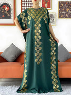 2024 Party Abaya Dress With Big Scarf Dubai Turkey Kaftan Muslim Loose  Abaya Women African Casual Maxi  Gold Stamping  Robe