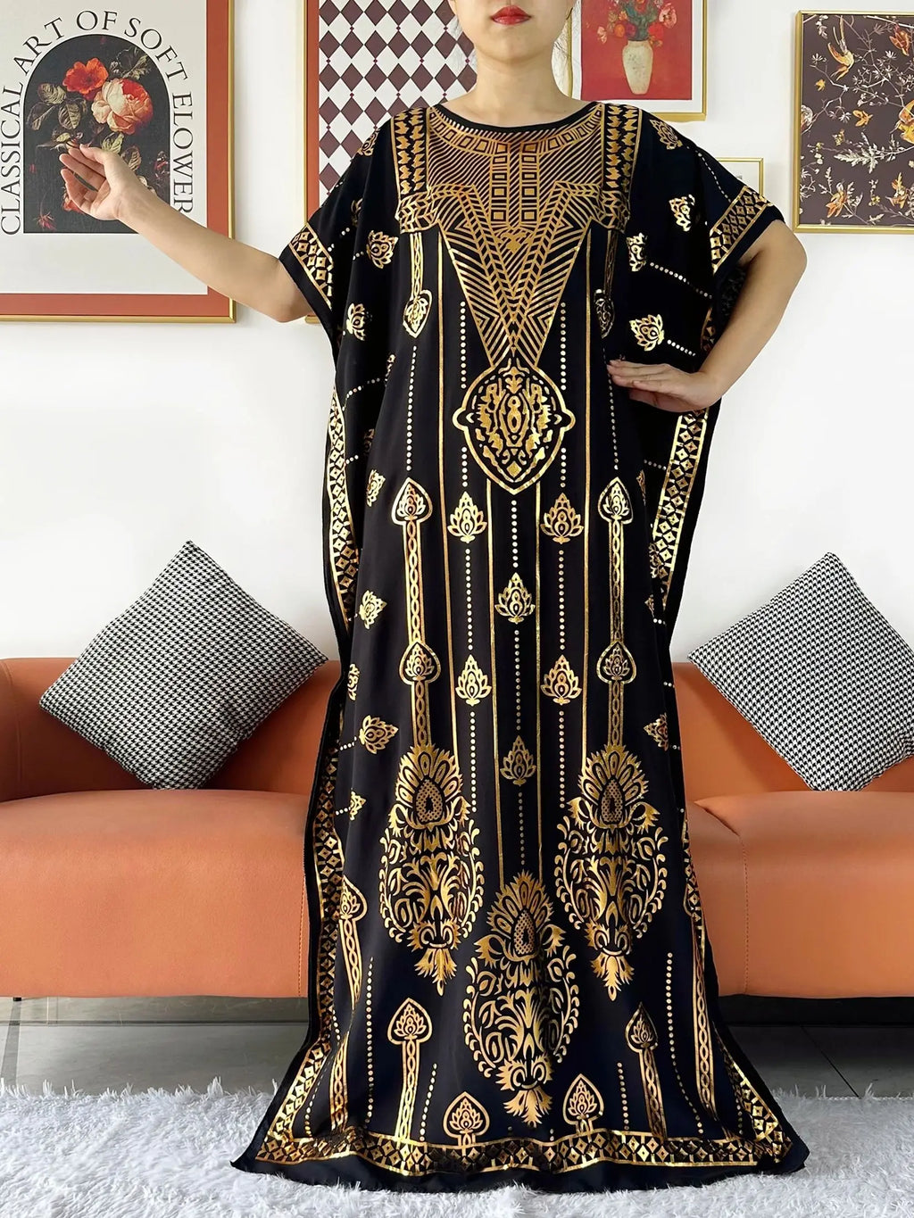 2024 Party Abaya Dress With Big Scarf Dubai Turkey Kaftan Muslim Loose  Abaya Women African Casual Maxi  Gold Stamping  Robe