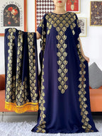2024 Party Abaya Dress With Big Scarf Dubai Turkey Kaftan Muslim Loose  Abaya Women African Casual Maxi  Gold Stamping  Robe