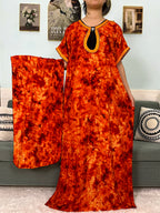 2024 Muslim Cotton Abayas For Women Appliques Printed Caftan Marocaine Femme Robe Boubou African Islam Dresses With Headscarf