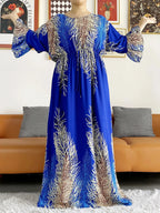 New Style African Dashiki Print Long Sleeve Loose Cotton Elegant Women  Abaya Long Dress Summer Maxi Casual Dresses Vestidos