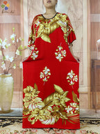 2024 New Short Sleeved African Muslim Dashiki Ababy Printed Cotton Loose Fitting Dress Dubai Maxi Women Summer Casual Dress