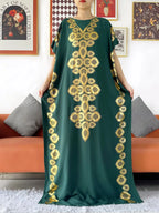 2024 Party Abaya Dress With Big Scarf Dubai Turkey Kaftan Muslim Loose  Abaya Women African Casual Maxi  Gold Stamping  Robe