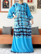 New Style African Dashiki Print Long Sleeve Loose Cotton Elegant Women  Abaya Long Dress Summer Maxi Casual Dresses Vestidos