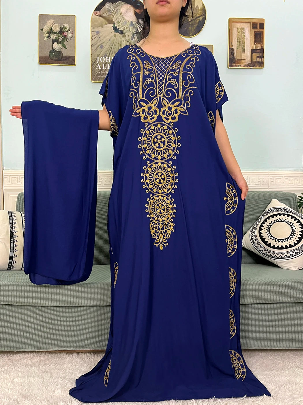 Muslim Pure Abayas For Women Dubai Islam Cotton Solid Color Loose Fit Caftan Marocain Femme Robe African Dresses With Headscarf