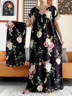 New Style African Summer Short Sleeve Dashiki Dresses Flora Loose Boubou Maxi Islam Women Casual Dress African Abaya Clothes