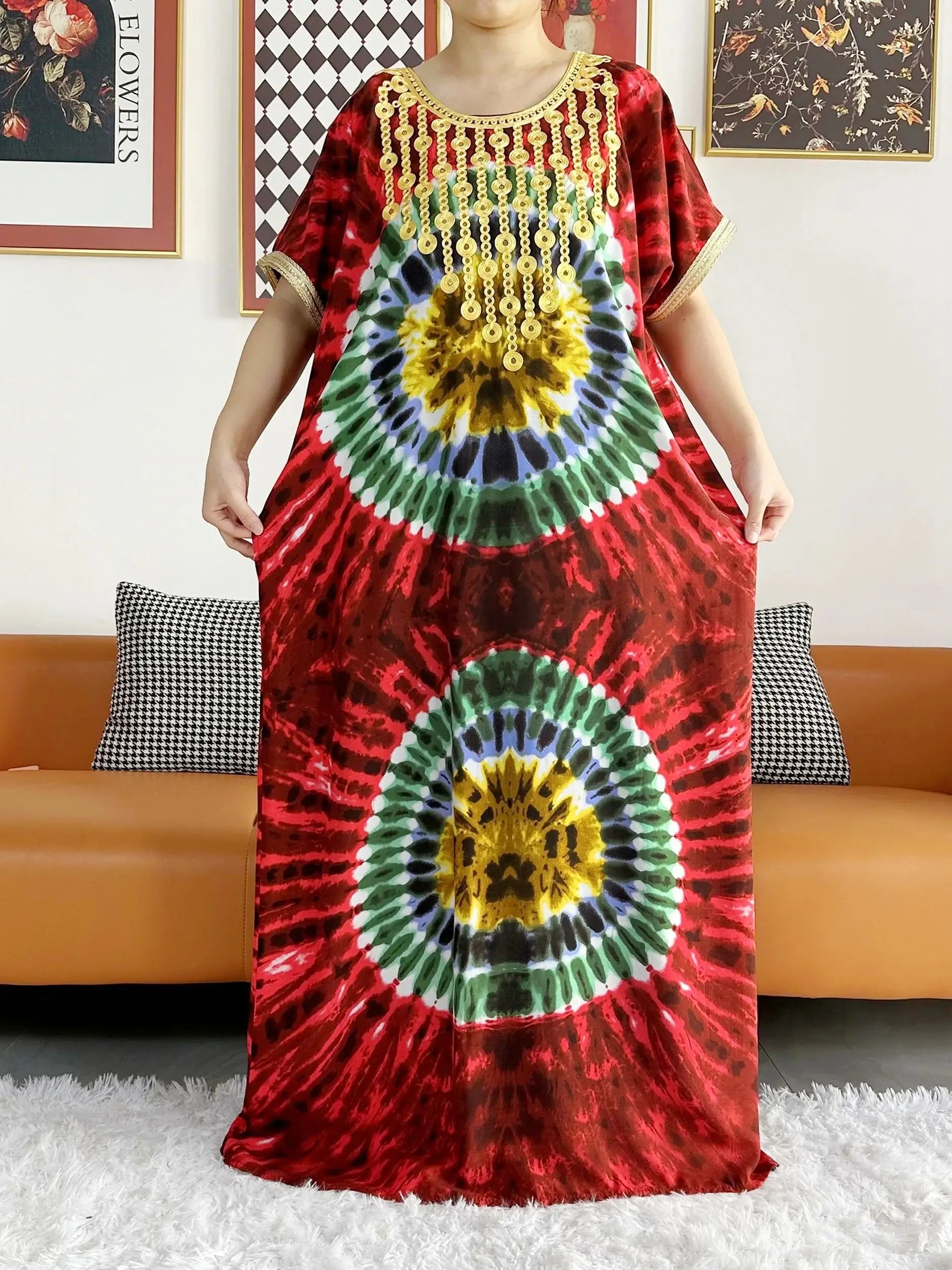 New Style African Summer Short Sleeve Dashiki Dresses Flora Loose Boubou Maxi Islam Women Casual Dress African Abaya Clothes