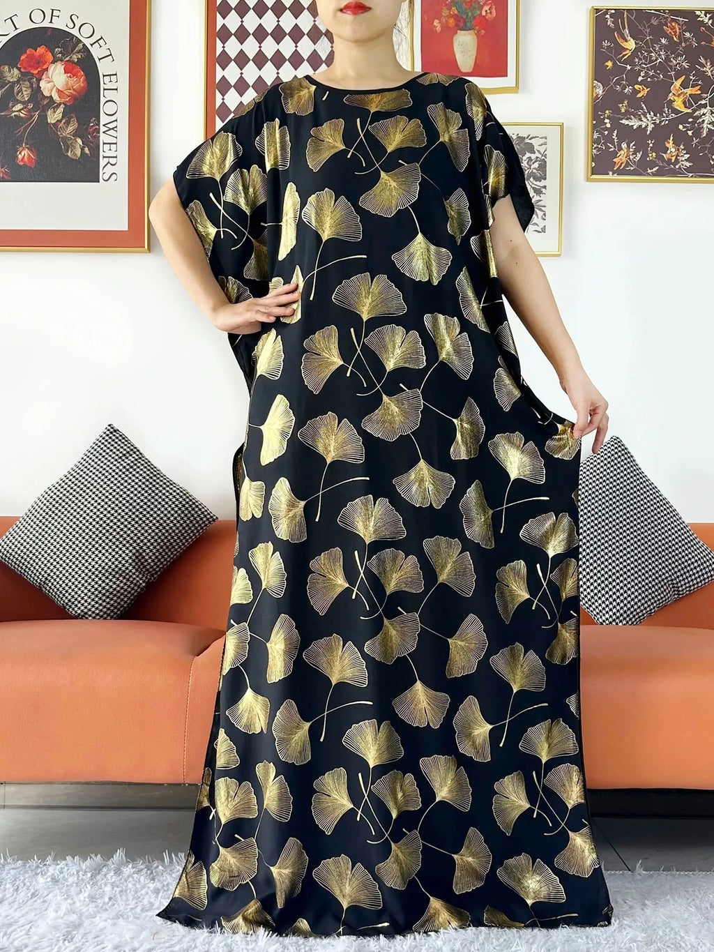 2024 Party Abaya Dress With Big Scarf Dubai Turkey Kaftan Muslim Loose  Abaya Women African Casual Maxi  Gold Stamping  Robe